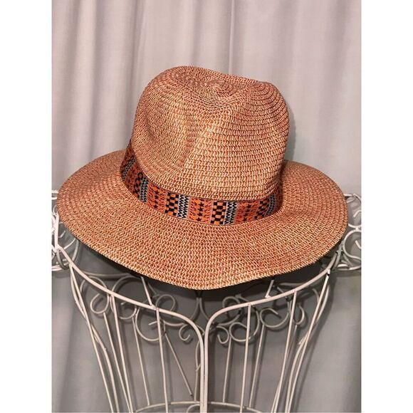 Summer fun Anna & Ava Wide Brim Straw Hat - Combo  Natural Sun Hat Fabric: ladie - Picture 1 of 7